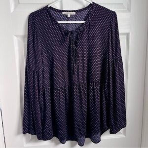 3/25$💥 Daniel Rainn blouse tunic top sleeve bell Women Medium tie front v-neck